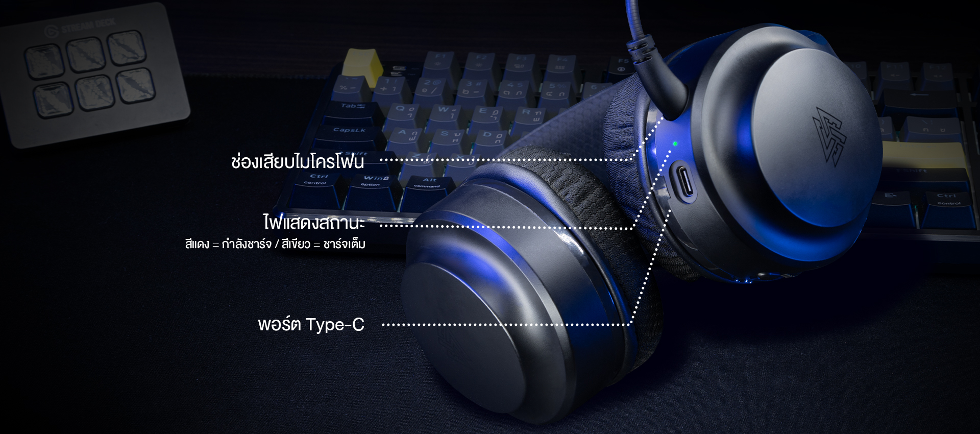 หูฟังเกมมิ่ง GH3PRO ไร้สาย แบตเตอรี่ 30 ชั่วโมง