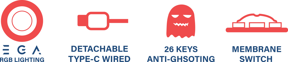 คีย์บอร์ดเกมมิ่ง รุ่น TYPE K10 ไฟ RGB Lighting 10 โหมด