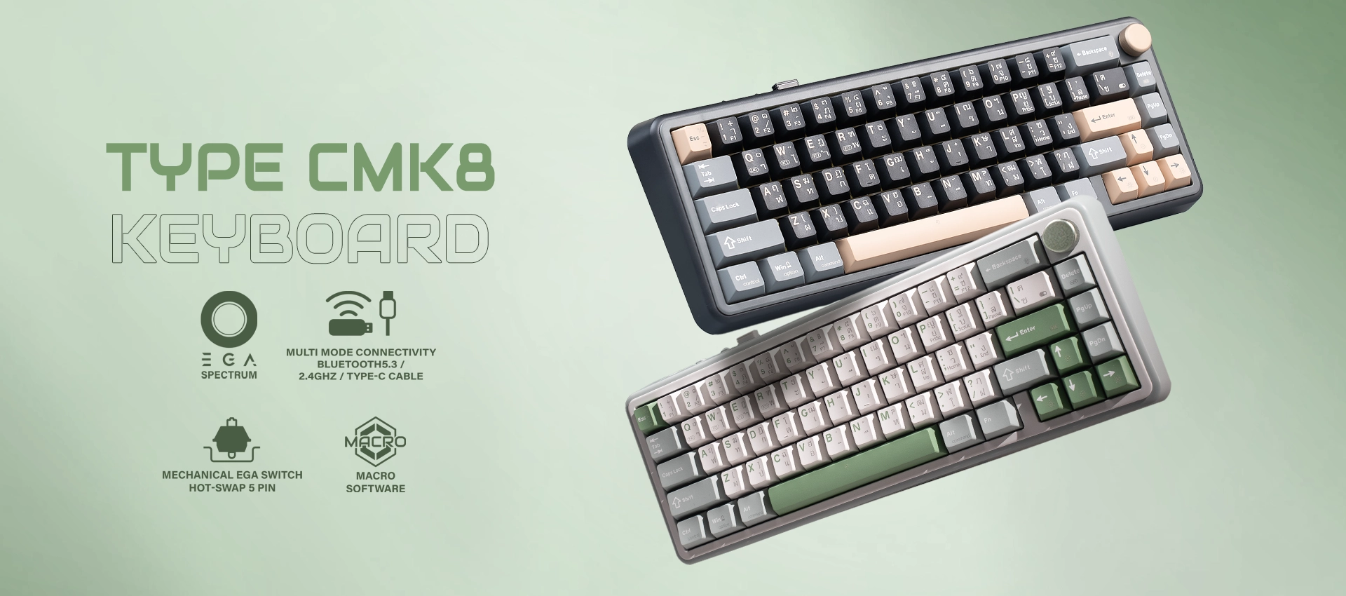 āļāļĩāļĒāđāļāļāļĢāđāļāđāļāļĄāļĄāļīāđāļ āļĢāļļāđāļ TYPE CMK8 āļŠāļĩ Black-Brown āđāļĨāļ° White-Green