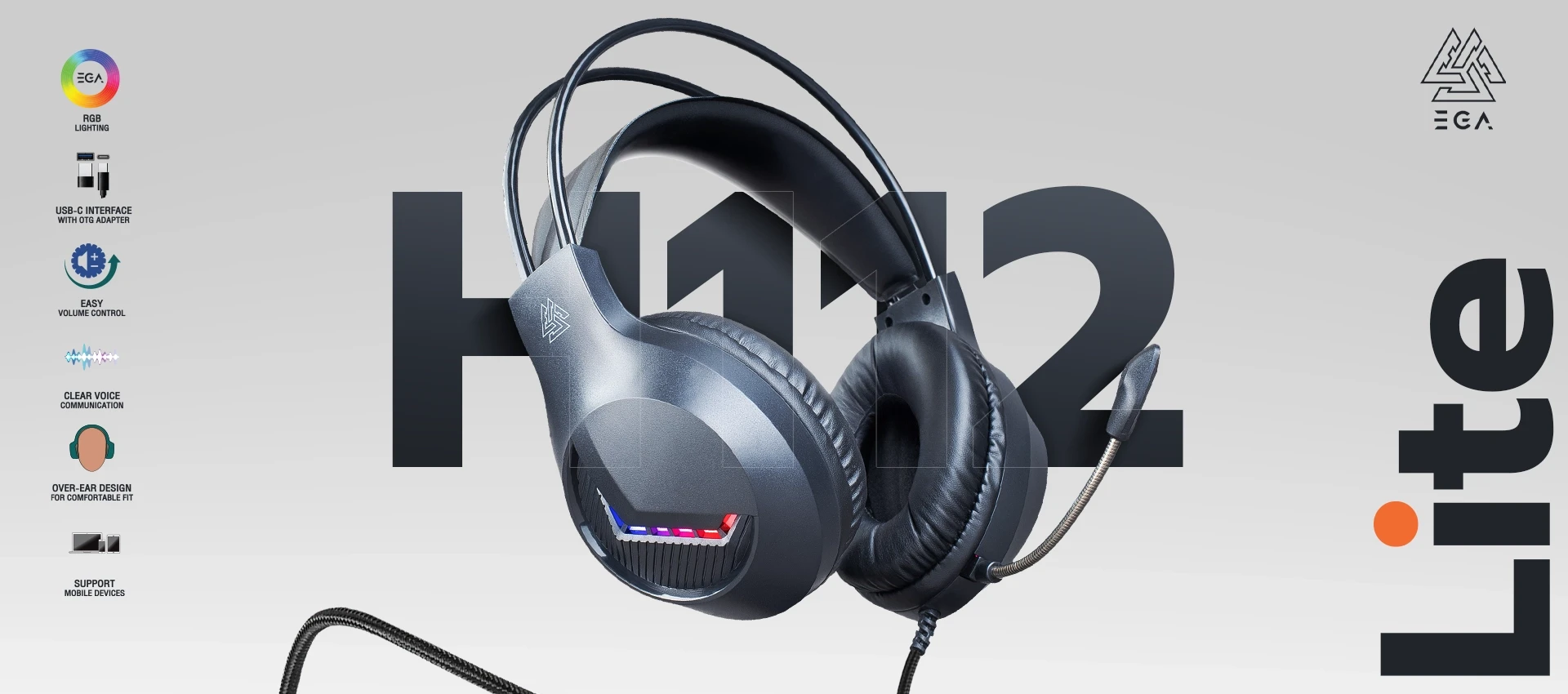 EGA LITE H112 หูฟังเกมมิ่ง ไมโครโฟนปรับองศาได้