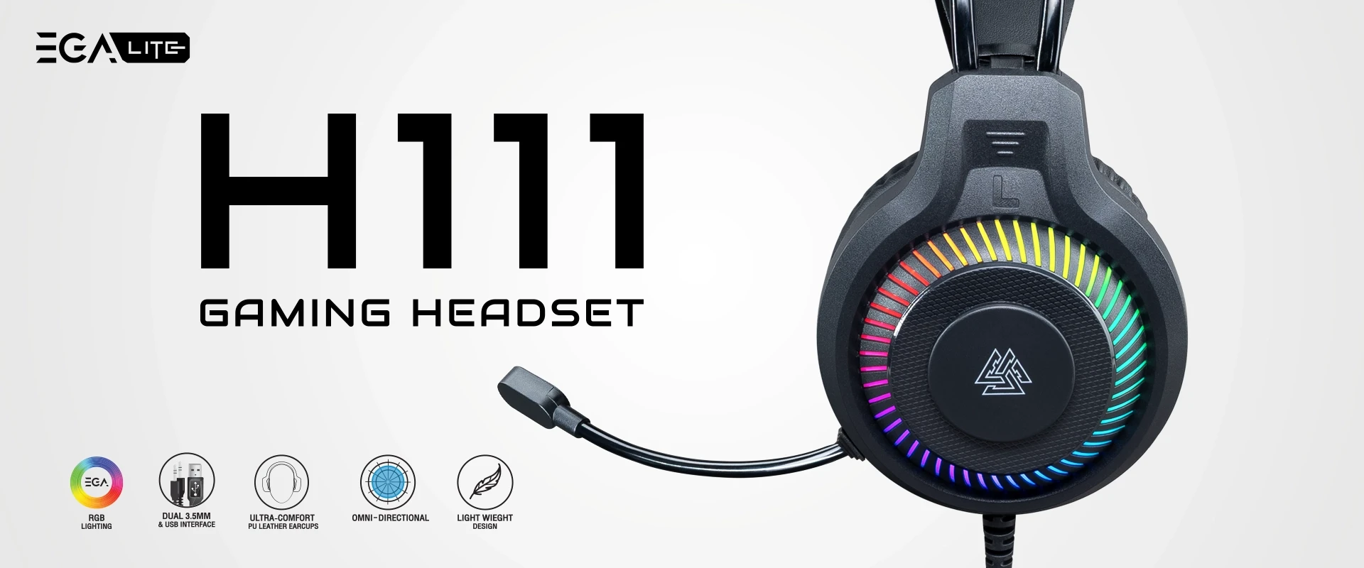 หูฟังเกมมิ่ง รุ่น H111 ไดรเวอร์ 50 มม. เสียงทรงพลัง