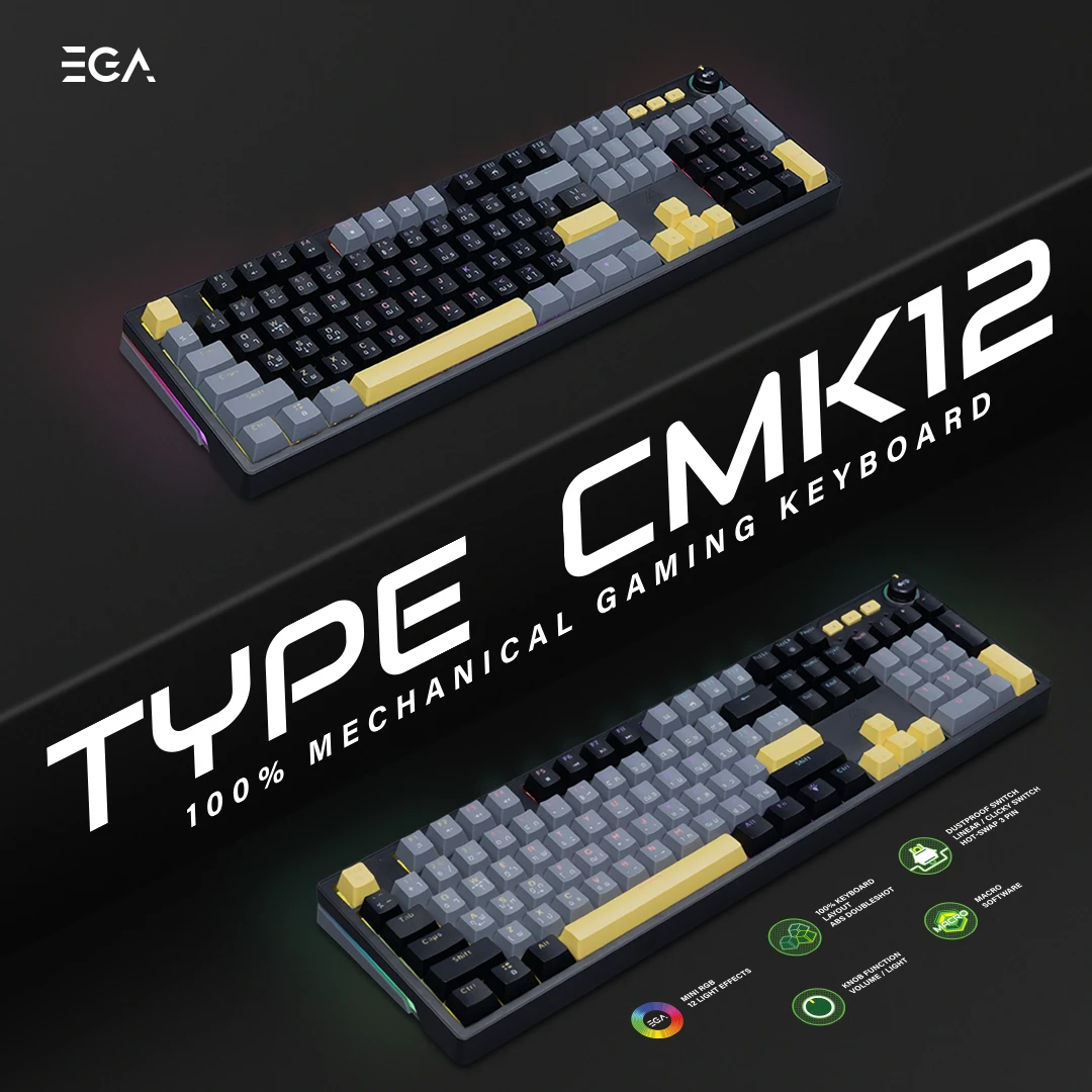 คีย์บอร์ดเกมมิ่ง รุ่น CMK12 Mechanical Keyboard ไฟ RGB สวยงาม