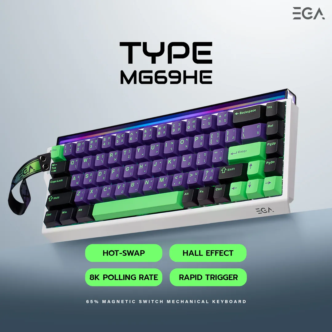 รูปทรงเต็มของ คีย์บอร์ด Magnetic รุ่น TYPE MG69HE ขนาด 65%