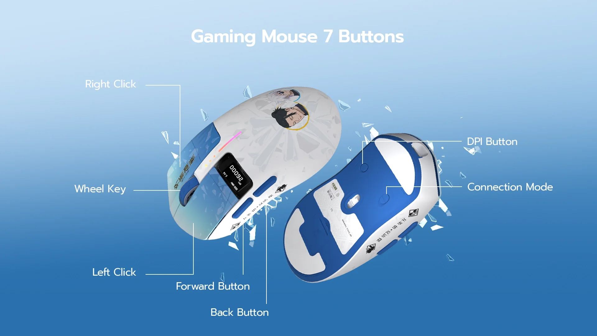 สรีรศาสตร์การออกแบบตัวเมาส์น้ำหนักเบาพิเศษ 57 กรัม ของ JJK SS2 M1 เพื่อเกมเมอร์
