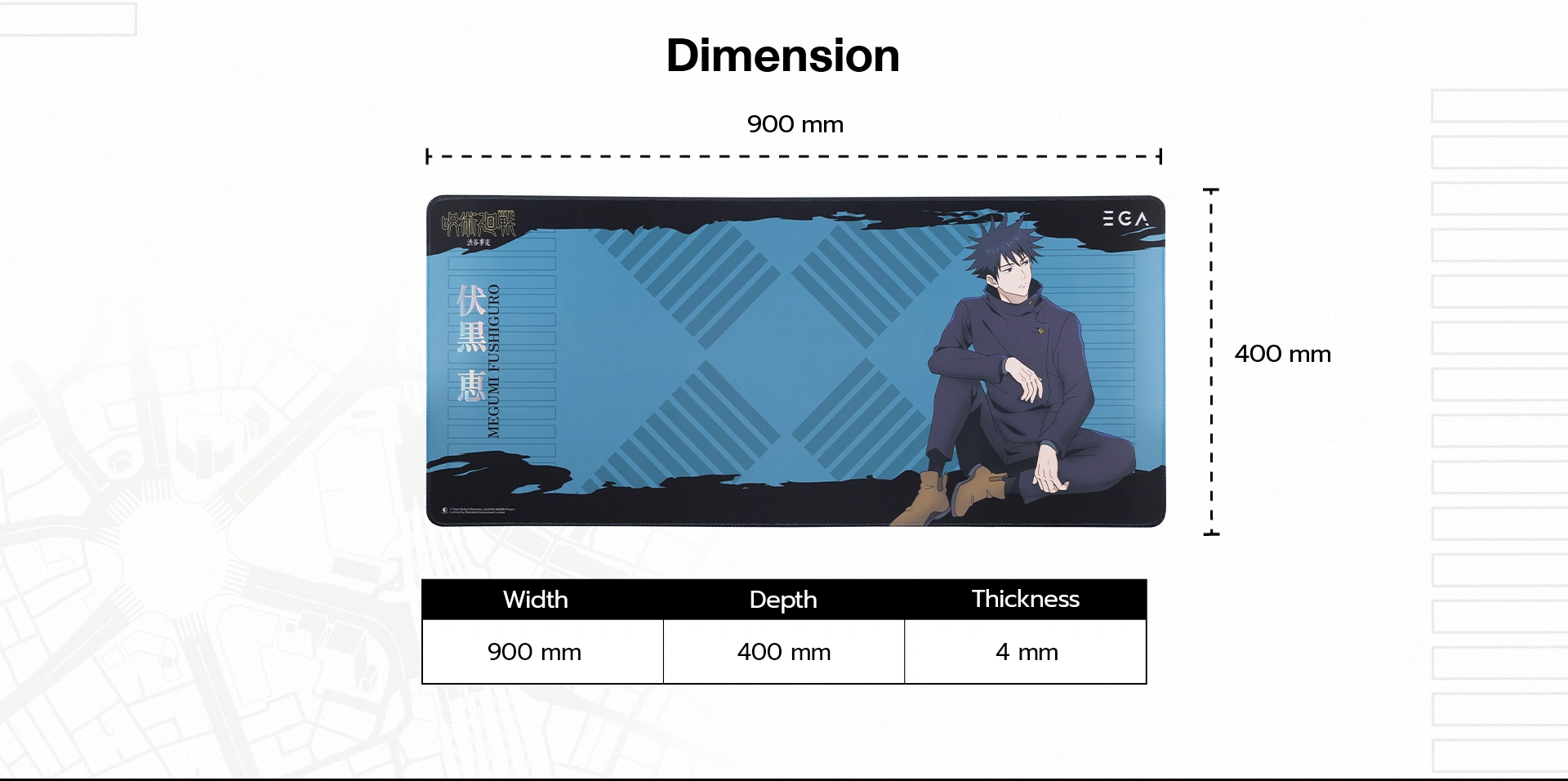JJK SS2 Part2 MM6 แผ่นรองเมาส์ Hybrid EGA ดีไซน์ Jujutsu Kaisen ลาย Megumi Fushiguro